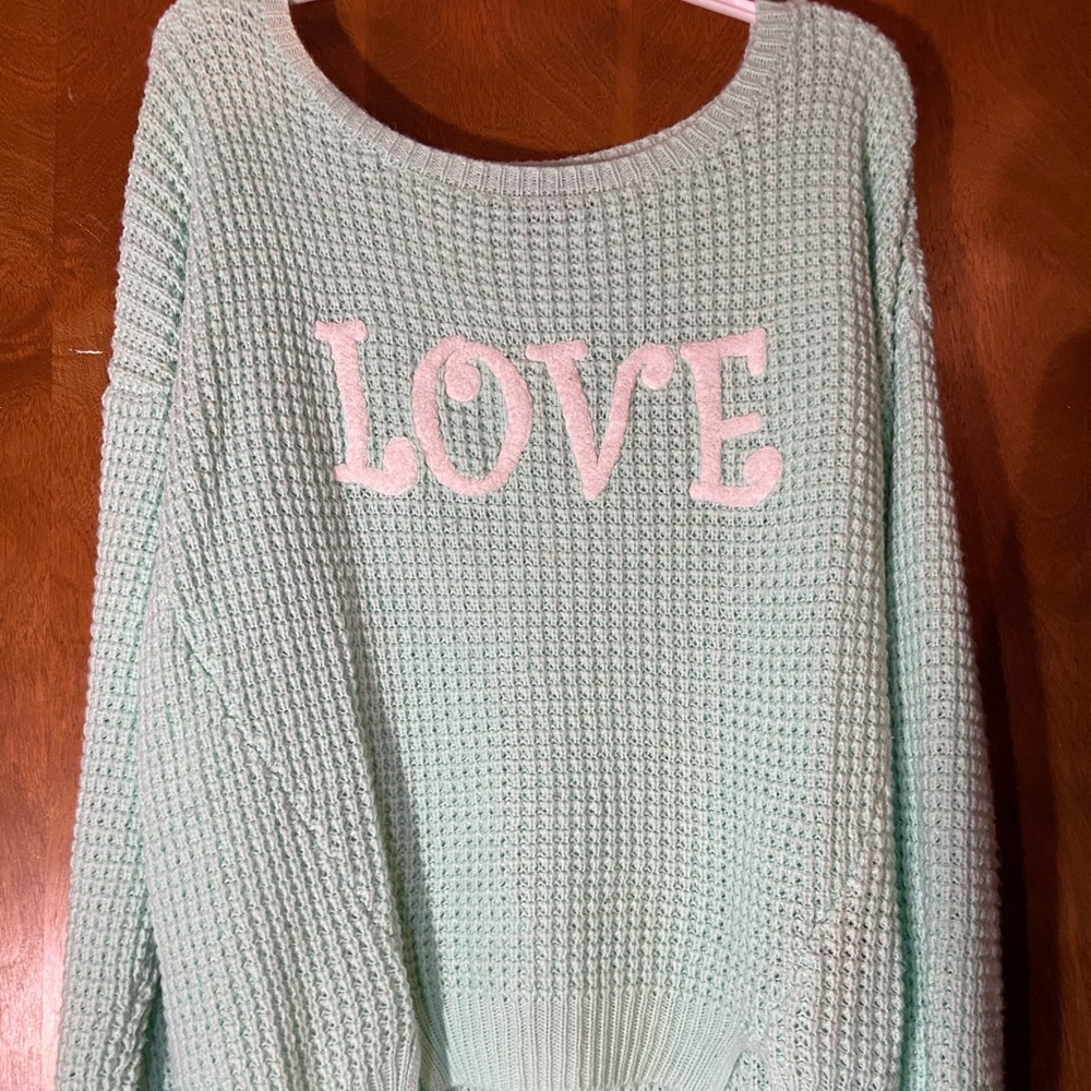Mint Sweater White Writing